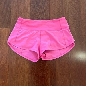 lululemon sonic pink speed up shorts
